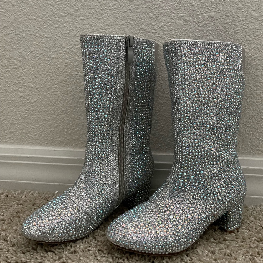 Silver Rhinestone girls Boots